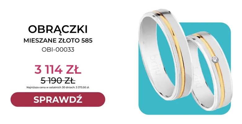 Obrączki mieszane złoto 585 OBI-00033 Briju promocja w Briju