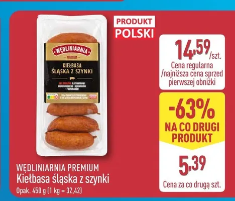 Kiełbasa śląska z szynki Wędliniarnia Premium promocja w Aldi