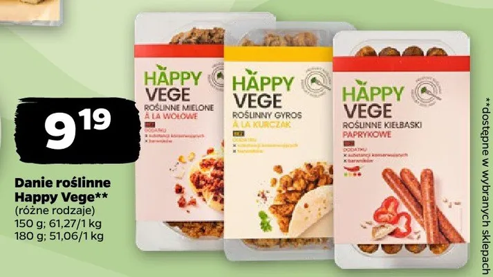 Danie roślinne pomidorowe portery gyros roślinne kiełbaski i pyzy roślinne promocja w Netto