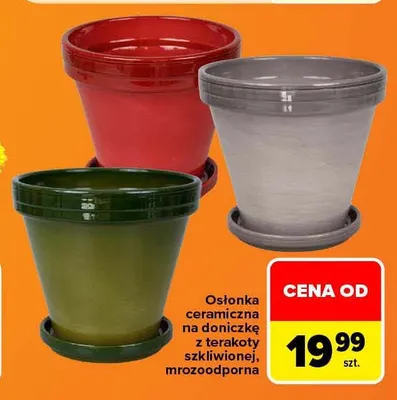 Osłonka ceramiczna na doniczkę z terakoty szkliwionej mrozoodporna promocja w Carrefour