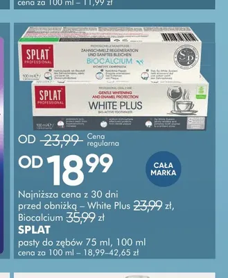 Pasta do zębów Splat Professional White Plus promocja w Super-Pharm