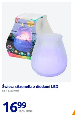 Świeca citronella z diodami LED 8,5x8,5x10 cm promocja w Action