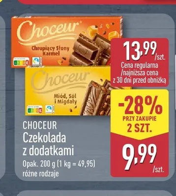 Czekolada z dodatkami Miód, Sól i Migdały Choceur promocja w Aldi