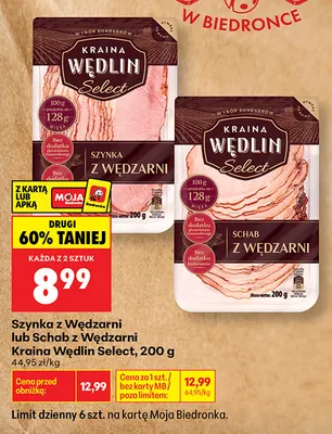 Szynka z Wędzarni Kraina Wędlin Select promocja w Biedronka