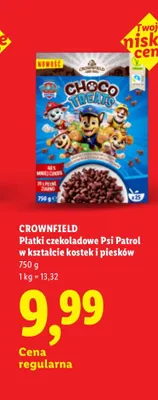 Płatki czekoladowe Psi Patrol w kształcie kostek i piesków Crownfield promocja w Lidl