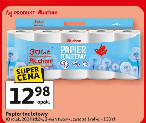 Papier toaletowy Auchan 3-warstwowy promocja w Auchan