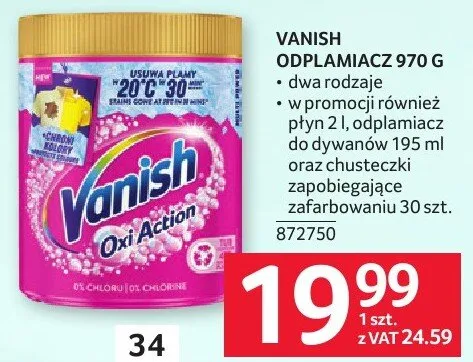 Odplamiacz Vanish Oxi Action 970 G promocja w Selgros