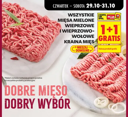 Mięsa mielone wieprzowe i wieprzowo-wołowe Kraina Mięs promocja w Biedronka