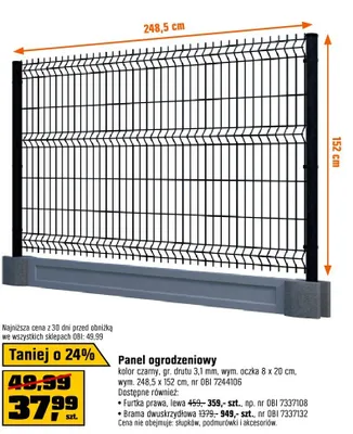 Panel ogrodzeniowy czarny promocja w OBI