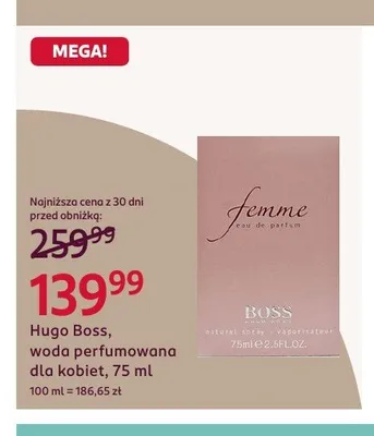 Woda perfumowana dla kobiet Hugo Boss Femme promocja w Rossmann
