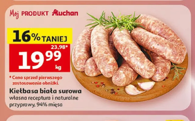 Kiełbasa biała surowa promocja w Auchan