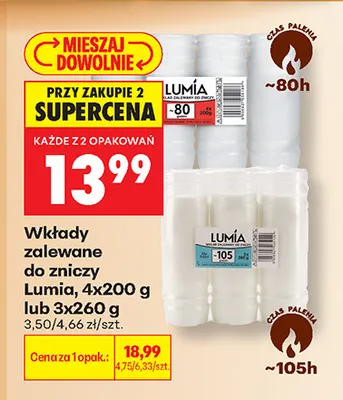 Wkłady zalewane do zniczy Lumía 4-pak promocja w Biedronka