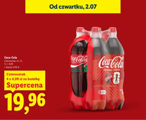 Napój gazowany Coca-Cola Original Taste 4-pak promocja w Lidl