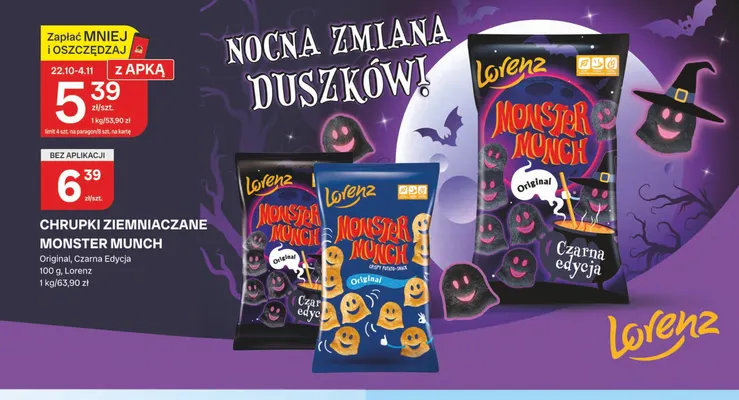 Chrupki ziemniaczane Monster Munch Czarna Edycja Lorenz promocja w Chorten