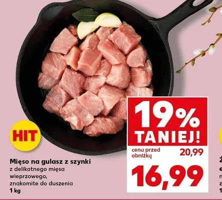 Mięso na gulasz z szynki z delikatnego mięsa wieprzowego, znakomite do duszenia promocja w Kaufland