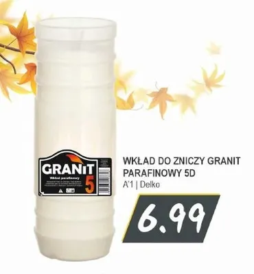 Wkład do zniczy Granit parafinowy 5D promocja w Słoneczko