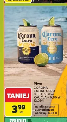 Piwo bezalkoholowe Corona Cero 330 ml promocja w Carrefour Market