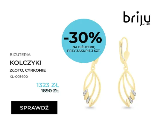 Kolczyki Briju złoto cyrkonie KL-003600 promocja w Briju