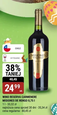 Wino Reserva Carmenere Misiones De Rengo 0,75l promocja w bi1