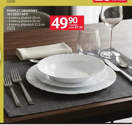 Komplet obiadowy 18 części Asti promocja w Selgros