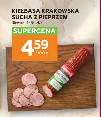 Kiełbasa krakowska sucha z pieprzem Olewnik promocja w Stokrotka