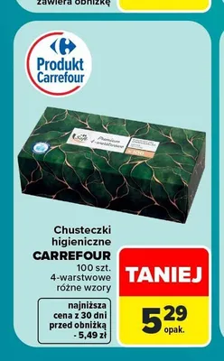 Chusteczki higieniczne Carrefour 4-warstwowe promocja w Carrefour