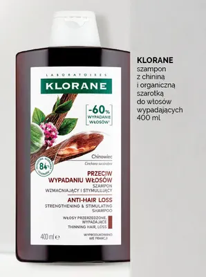 Szampon z chininą i organiczną szarotką do włosów wypadających Klorane promocja w Ziko Dermo