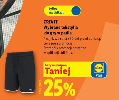 Wybrane tekstylia do gry w padla CRIVIT promocja w Lidl