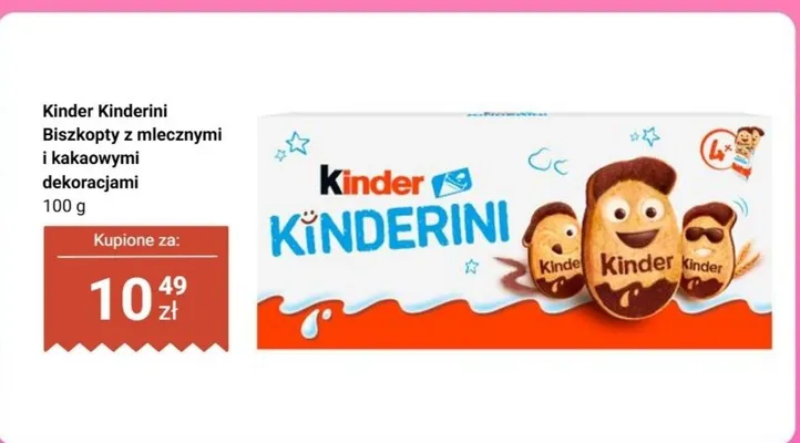 Biszkopty z mlecznymi i kakaowymi dekoracjami Kinderini promocja w Biedronka