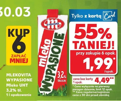Mleko wypasione UHT 3,2% tł. promocja w Kaufland