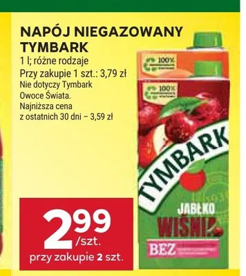 Napój niegazowany Tymbark Jabłko Wiśnia promocja w Stokrotka