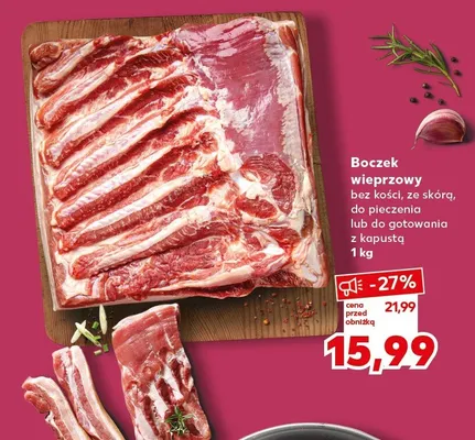 Boczek wieprzowy bez kości, ze skórą, do pieczenia lub do gotowania z kapustą promocja w Kaufland