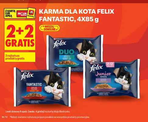 Karma dla kota Felix Junior Fantastic 4-pak 85 g promocja w Biedronka