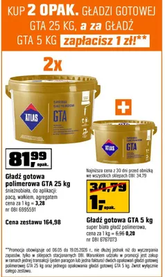 Gładź gotowa Atlas GTA 5kg super biała gładź polimerowa promocja w OBI
