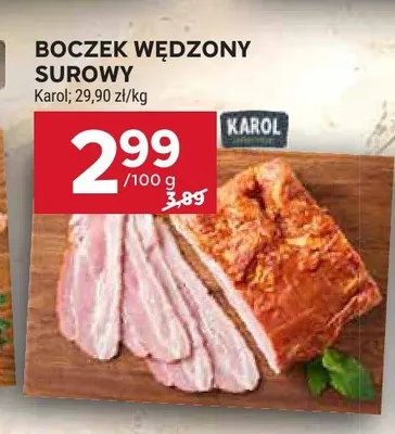 Boczek wędzony surowy Karol promocja w Stokrotka