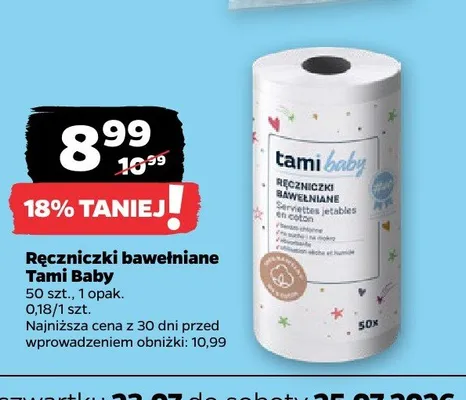 Ręczniczki bawełniane Tami Baby promocja w Netto