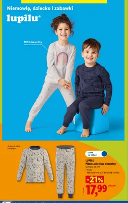 Piżama dziecięca z bawełny Lupilu promocja w Lidl
