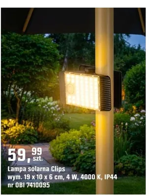 Lampa solarna Clips wym. 19 x 10 x 6 cm, 4 W, 4000 K, IP44 promocja w OBI