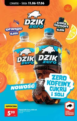 Napój Dzik Zero orange promocja w Biedronka