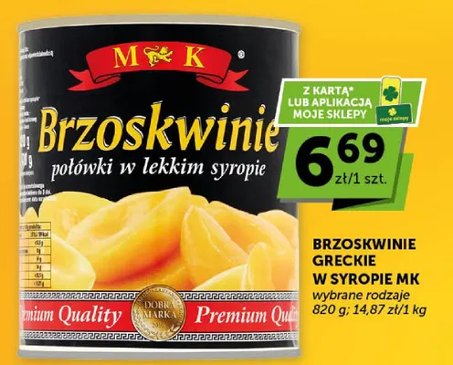 Brzoskwinie połówki w lekkim syropie promocja w Groszek