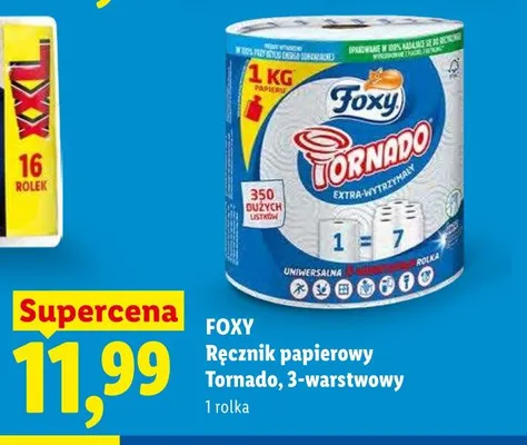 Ręcznik papierowy Foxy Tornado 3-warstwowy promocja w Lidl