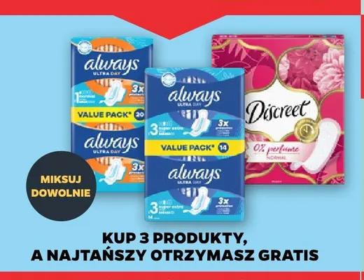 Podpaski Always Ultra Day Super Extra promocja w Netto