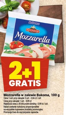 Mozzarella w zalewie Bakoma, 100 g promocja w Twój Market