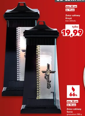 Znicz szklany Krzyż bez wkładu promocja w Kaufland