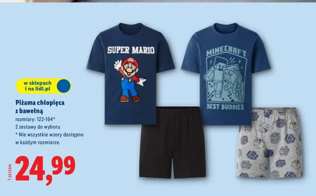 Piżama chłopięca z bawełną promocja w Lidl
