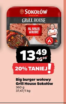 Big burger wołowy Grill House Sokołów promocja w Netto