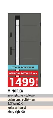 Drzwi zewnętrzne stalowe Minorka ocieplone promocja w Merkury Market
