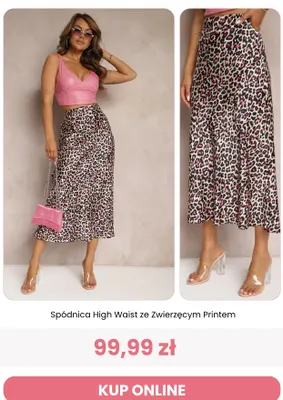Spódnica damska Renee High Waist ze zwierzęcym printem promocja w Renee