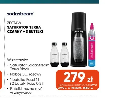 Zestaw saturator Terra czarny + 3 butelki Sodastream promocja w Max Elektro