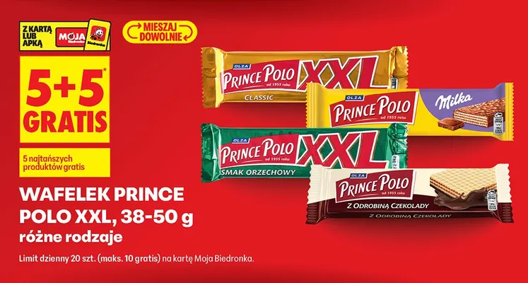 Wafelek XXL różne rodzaje 5+5 GRATIS promocja w Biedronka